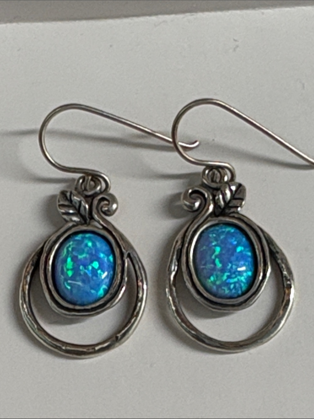 Blue Opal and Sterling Silver Dangle Earrings